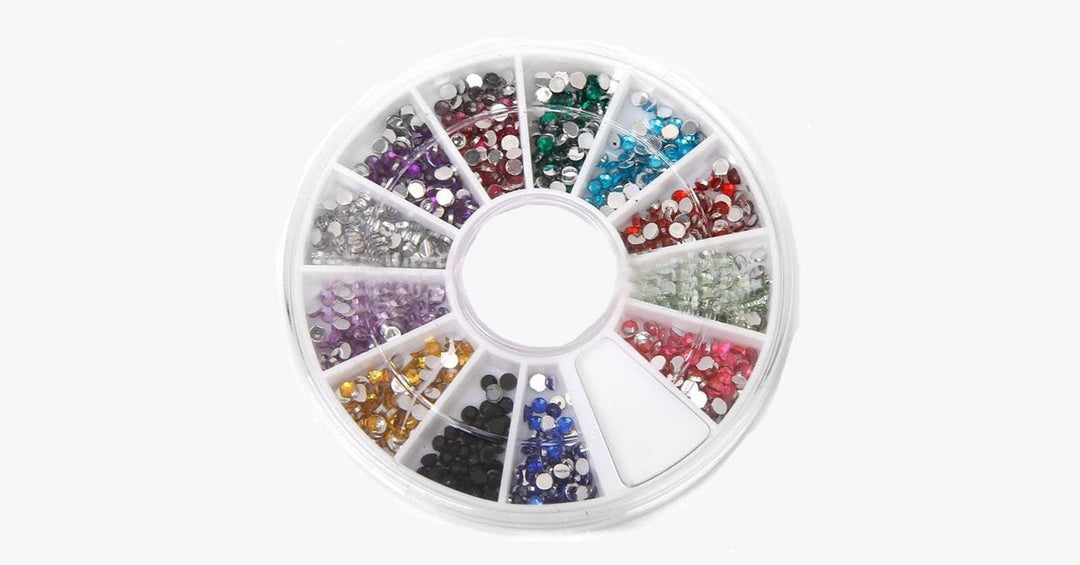 Skanto | 2400 stykker med rhinestones for neglekunst manikyr i 12 fargehjul
