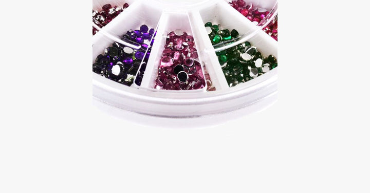 Skanto | 2400 stykker med rhinestones for neglekunst manikyr i 12 fargehjul