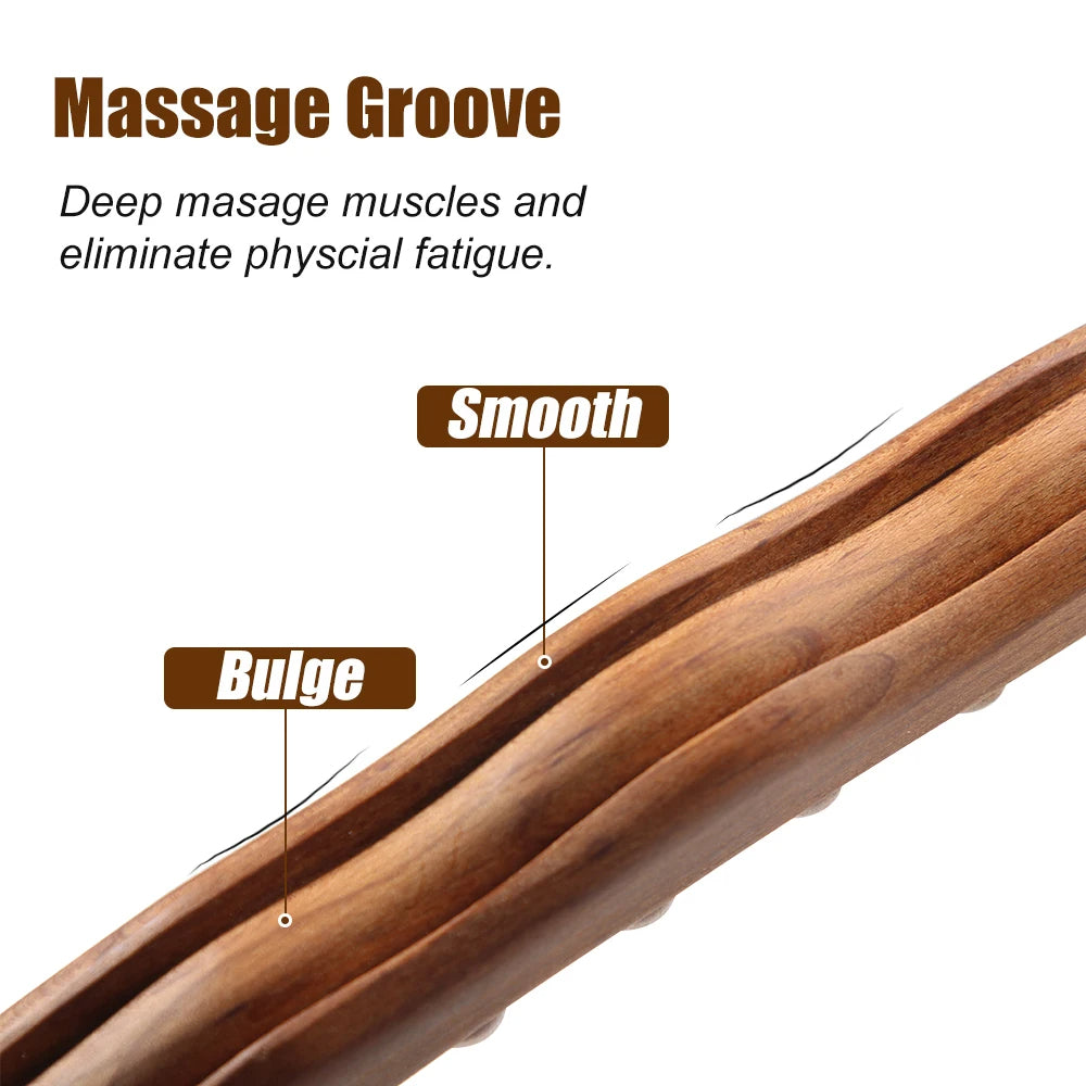 HoutRelax Gua Sha massasjeverktøy – 60 cm massasjeverktøy laget av naturlig tre for dyp muskelavslapning | Skanto
