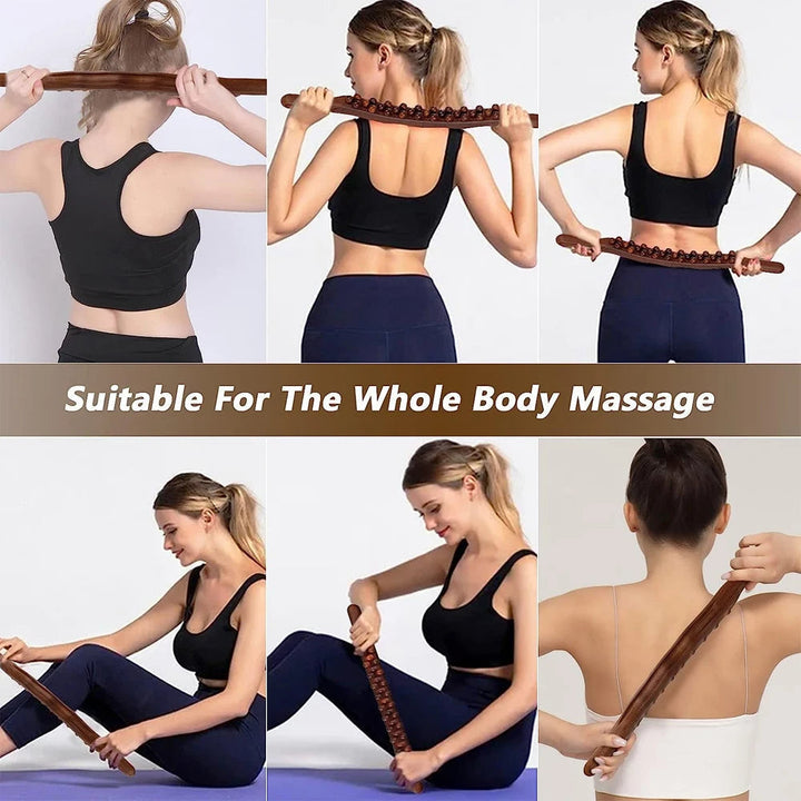 HoutRelax Gua Sha massasjeverktøy – 60 cm massasjeverktøy laget av naturlig tre for dyp muskelavslapning | Skanto