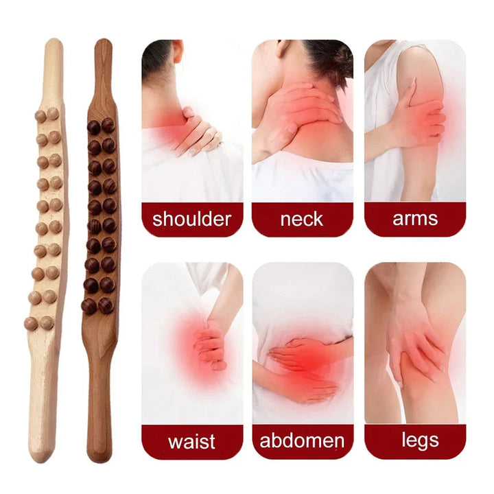 HoutRelax Gua Sha massasjeverktøy – 60 cm massasjeverktøy laget av naturlig tre for dyp muskelavslapning | Skanto