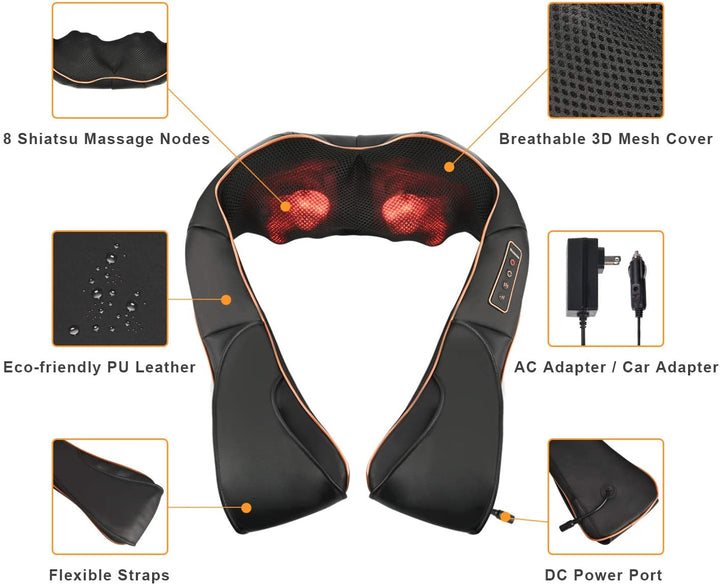 Skanto | RelaxPro massasjepute – Shiatsu varmepute for nakke, skuldre og rygg