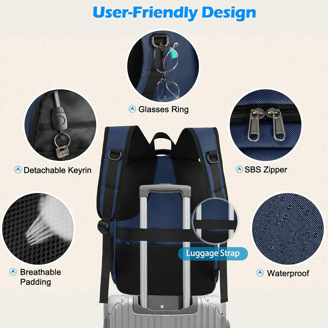 Vanntett Laptop & Lunsj Ryggsekk med USB-port – Multi-kompartments Reisebag | Skanto