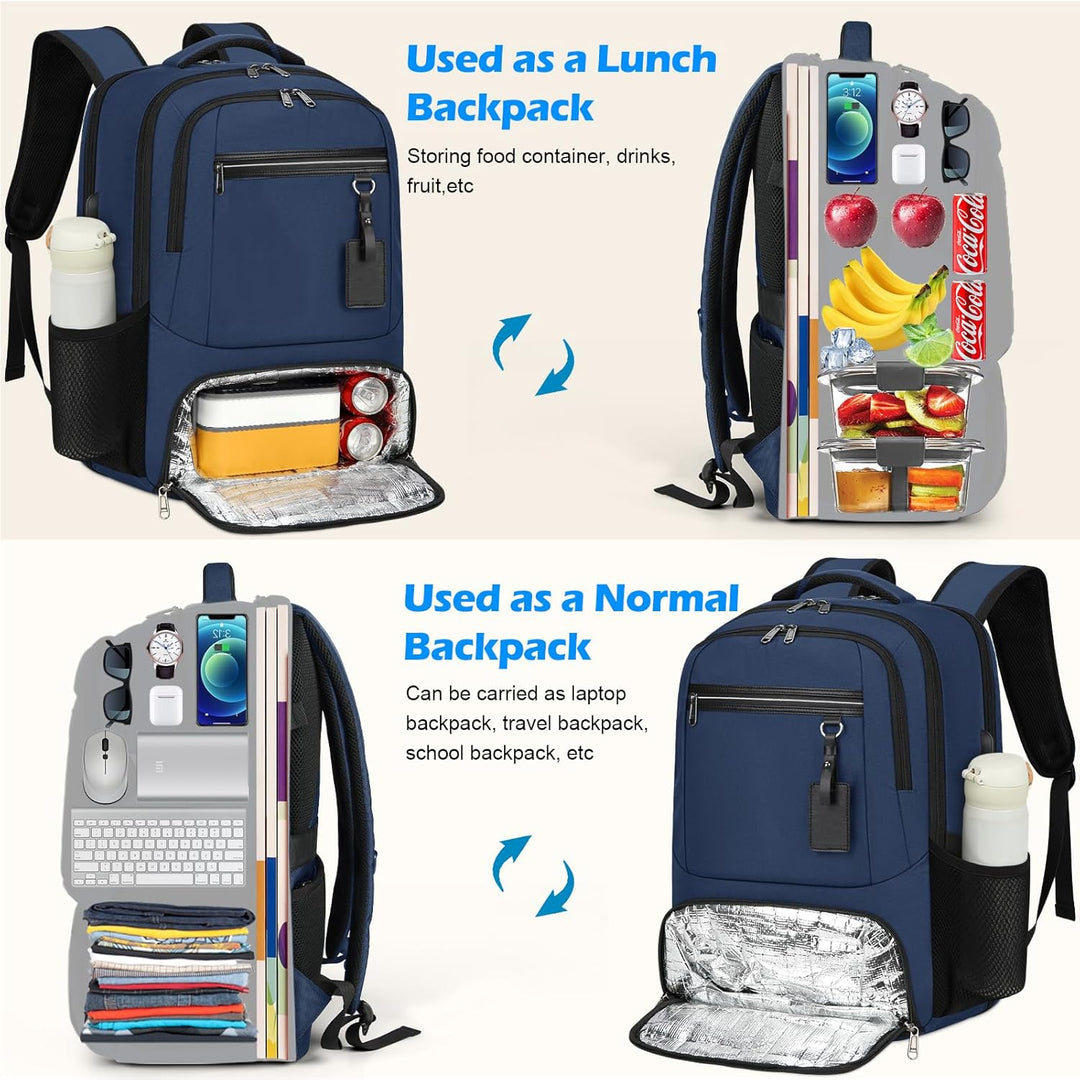 Vanntett Laptop & Lunsj Ryggsekk med USB-port – Multi-kompartments Reisebag | Skanto