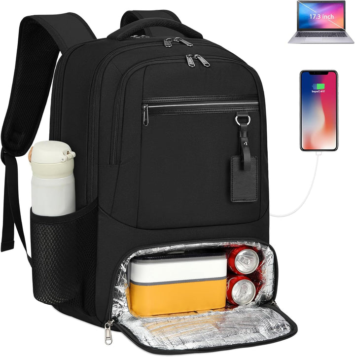 Vanntett Laptop & Lunsj Ryggsekk med USB-port – Multi-kompartments Reisebag | Skanto