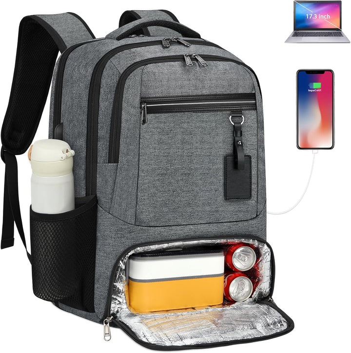 Vanntett Laptop & Lunsj Ryggsekk med USB-port – Multi-kompartments Reisebag | Skanto