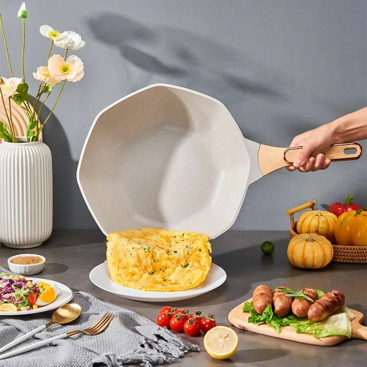 Non Stick Oktagonal Wok Stekepanne med Lokk Kokegryte | Skanto