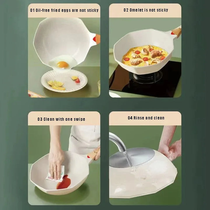Non Stick Oktagonal Wok Stekepanne med Lokk Kokegryte | Skanto