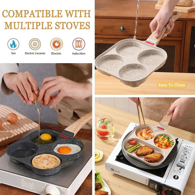 Non-stick egg stekepanne med lokk kjøkken frokost grill panne | Skanto