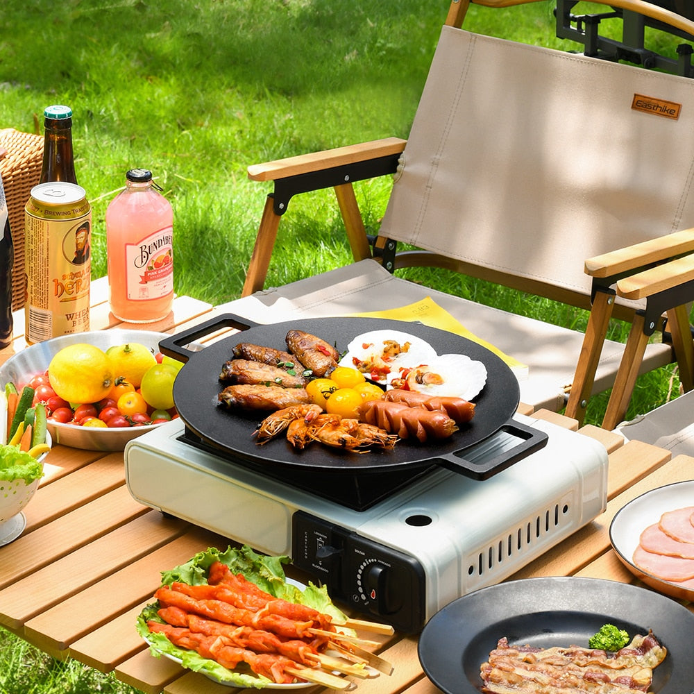 Non-stick stekepanne Utendørs støpejern BBQ-plater Camping grillpanne | Skanto