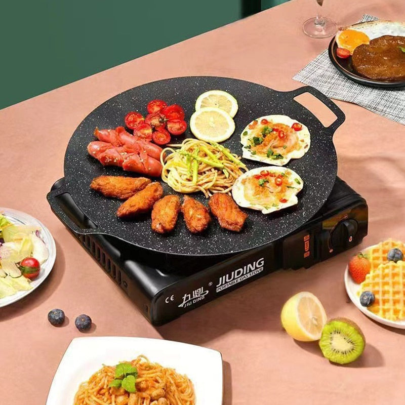 Non-stick stekepanne Utendørs støpejern BBQ-plater Camping grillpanne | Skanto