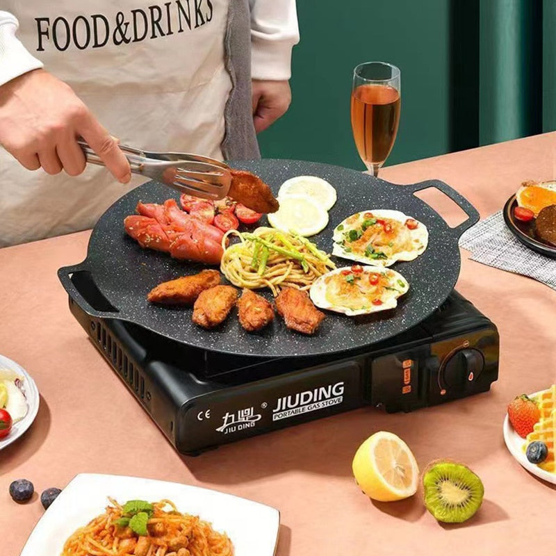 Non-stick stekepanne Utendørs støpejern BBQ-plater Camping grillpanne | Skanto