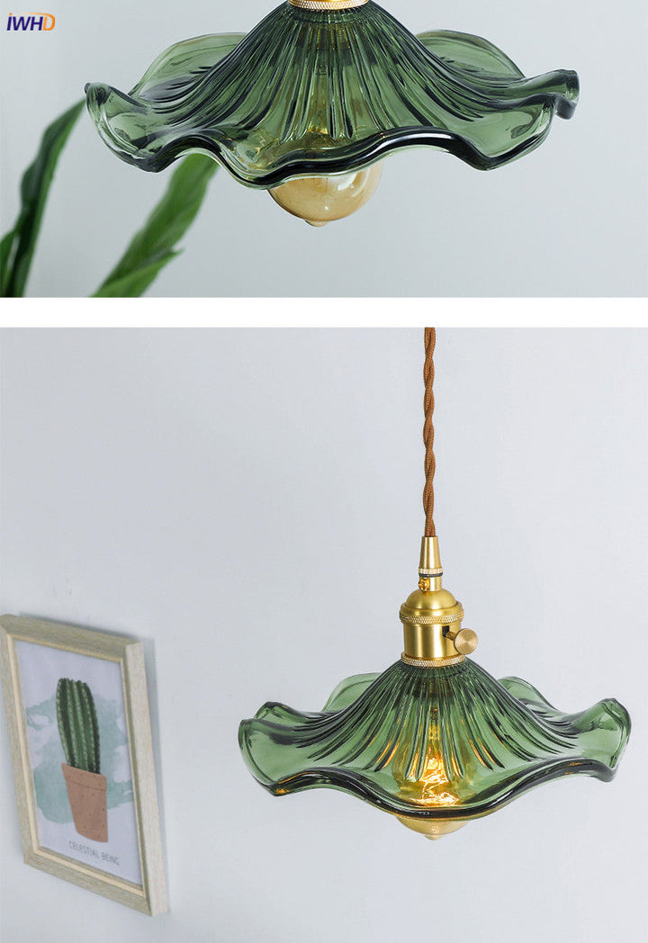 Skanto | NORDISK DESIGN LED HENGENDE LAMPE | FARGET GLASS & KOPPER BELYSNING FOR SOVEROM, STUE & BAR