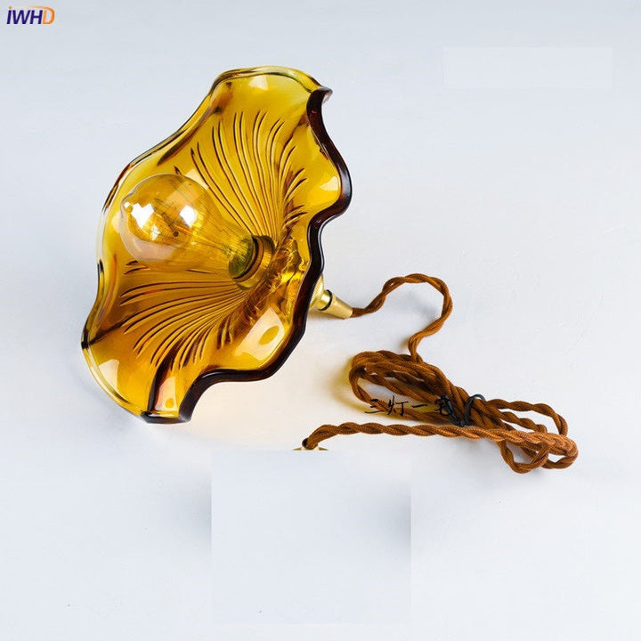 Skanto | NORDISK DESIGN LED HENGENDE LAMPE | FARGET GLASS & KOPPER BELYSNING FOR SOVEROM, STUE & BAR