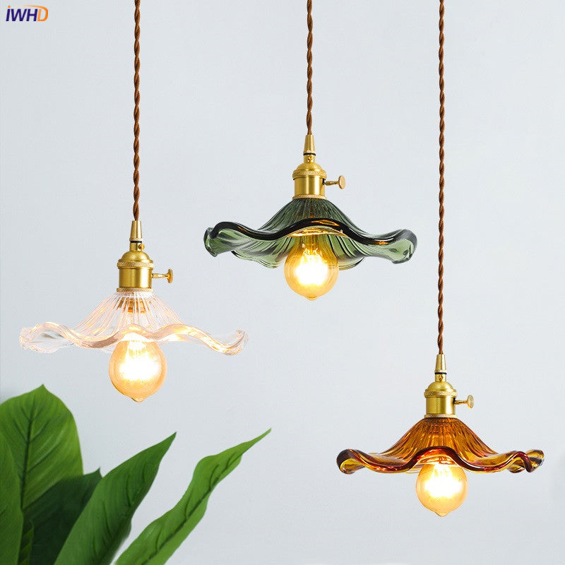 Skanto | NORDISK DESIGN LED HENGENDE LAMPE | FARGET GLASS & KOPPER BELYSNING FOR SOVEROM, STUE & BAR