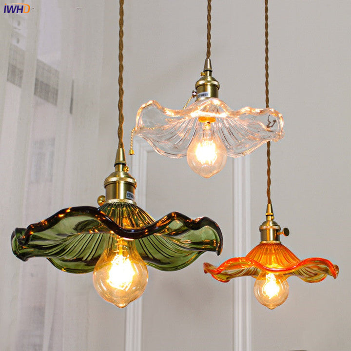 Skanto | NORDISK DESIGN LED HENGENDE LAMPE | FARGET GLASS & KOPPER BELYSNING FOR SOVEROM, STUE & BAR