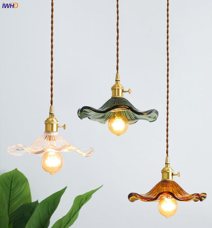 Skanto | NORDISK DESIGN LED HENGENDE LAMPE | FARGET GLASS & KOPPER BELYSNING FOR SOVEROM, STUE & BAR