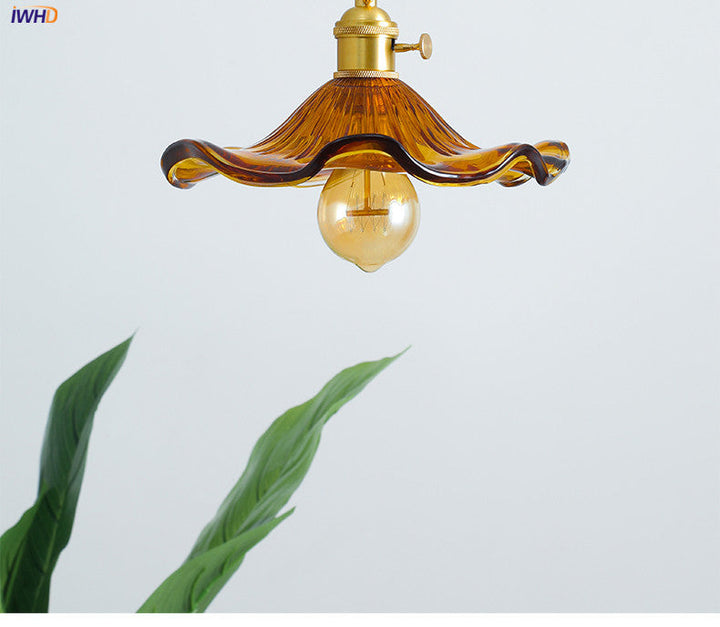 Skanto | NORDISK DESIGN LED HENGENDE LAMPE | FARGET GLASS & KOPPER BELYSNING FOR SOVEROM, STUE & BAR