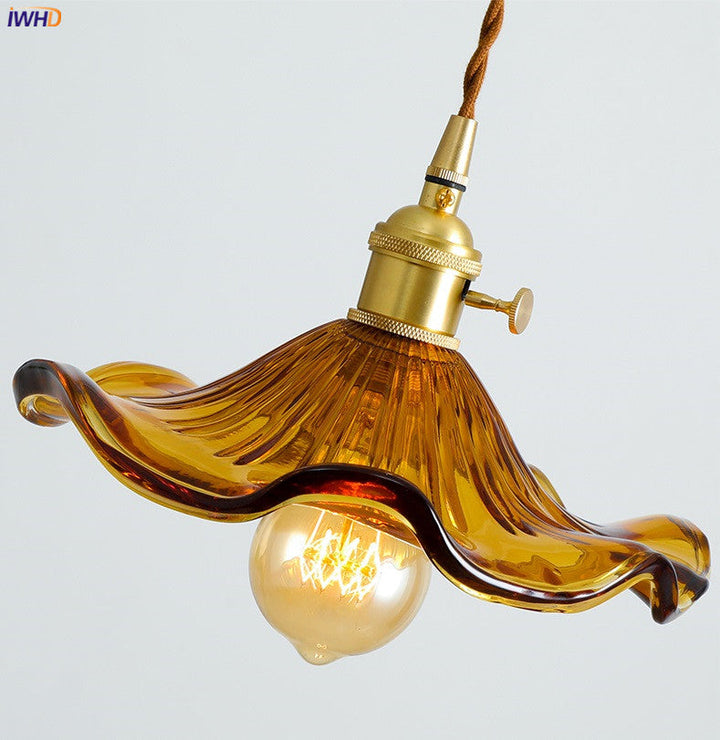 Skanto | NORDISK DESIGN LED HENGENDE LAMPE | FARGET GLASS & KOPPER BELYSNING FOR SOVEROM, STUE & BAR