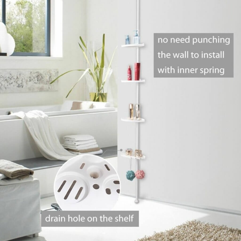Skanto | Organiva Premium Dusj Oppbevarings Tårn | Utvidbar baderomshylle med vanntett design