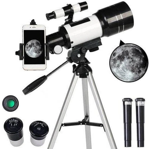 Skanto | Profesjonelt Astronomisk Teleskop | 70mm Apertur, 300mm Brennvidde & Enkel Oppsett for Stjernekikking og Naturutforskning