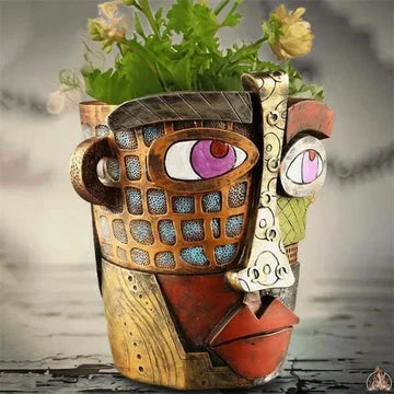 Skanto | Håndlaget Picasso Brutalist Abstrakt Skjønnhets Ansikt Blomsterpotte