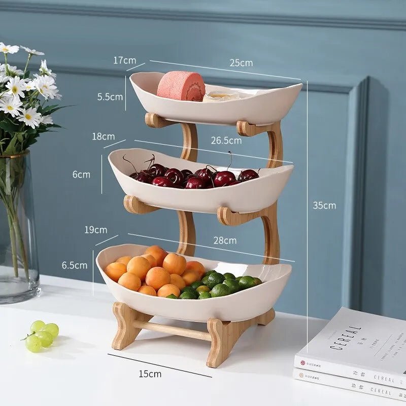 Skanto | Ovaluxe Tiered Fruit Bowl | Elegant 2-nivå og 3-nivå kjøkkenorganisator for frukt og snacks