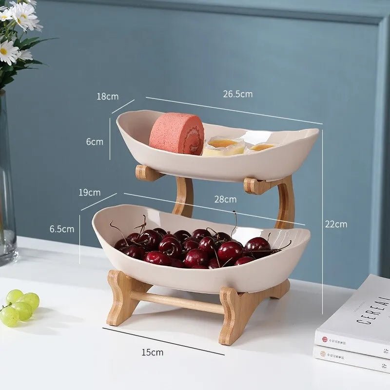 Skanto | Ovaluxe Tiered Fruit Bowl | Elegant 2-nivå og 3-nivå kjøkkenorganisator for frukt og snacks