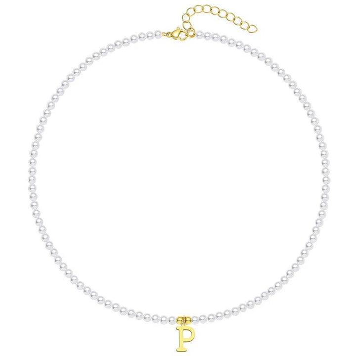 Skanto | Elegant gullbelagt perle bokstav initial halskjede