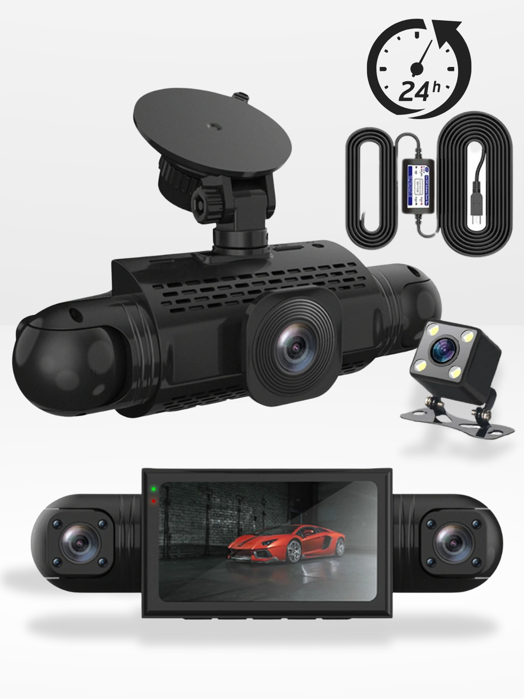 Skanto | 360° Bil Dashcam | DashGard Pro CX360 | Full HD Kjøreopptaker med Nattvisjon & Parkeringsmonitor