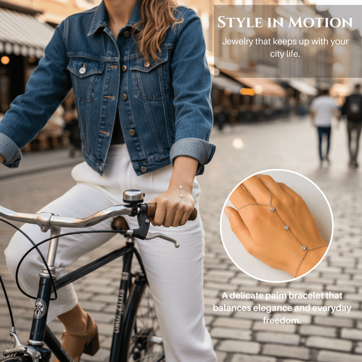 PalmGrace – Verstellbares Fingerring-Armband mit strahlenden Kristallen