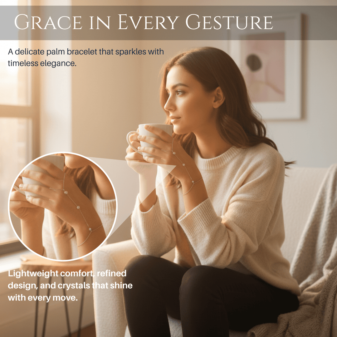PalmGrace – Verstellbares Fingerring-Armband mit strahlenden Kristallen