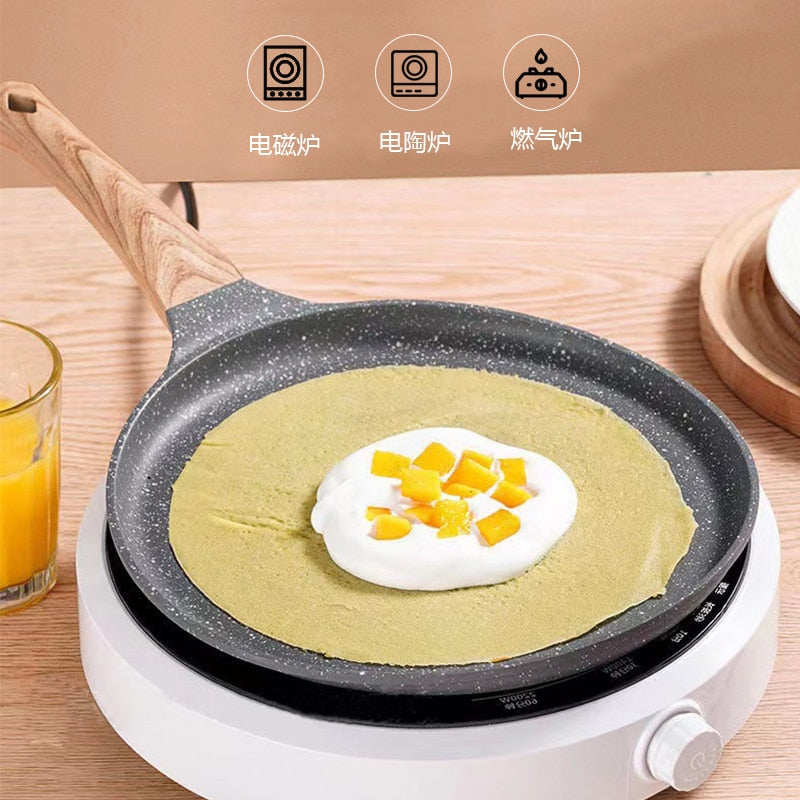 Pan Crepe Pannekepanne Nonstick Stekepanne med Trehåndtak Kjele | Skanto