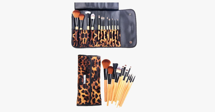 Skanto | 12-delt leopardhud penselsett