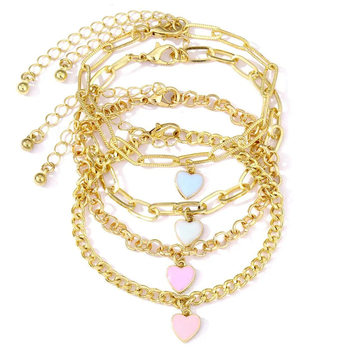 Skanto | Pastell Hjerte Armbånd Stabel