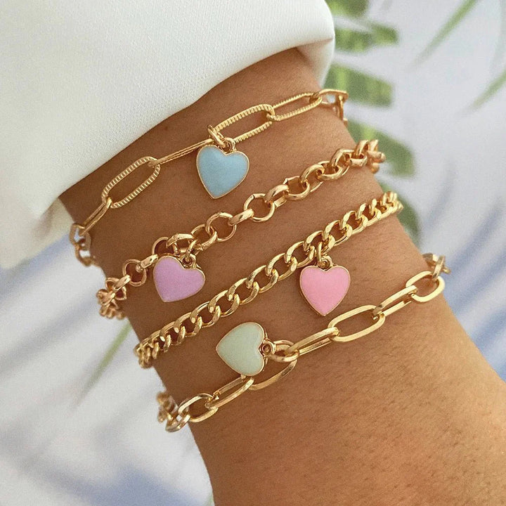 Skanto | Pastell Hjerte Armbånd Stabel