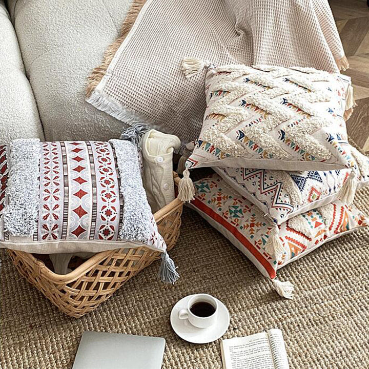 Boho foret linet frynse puteomslag