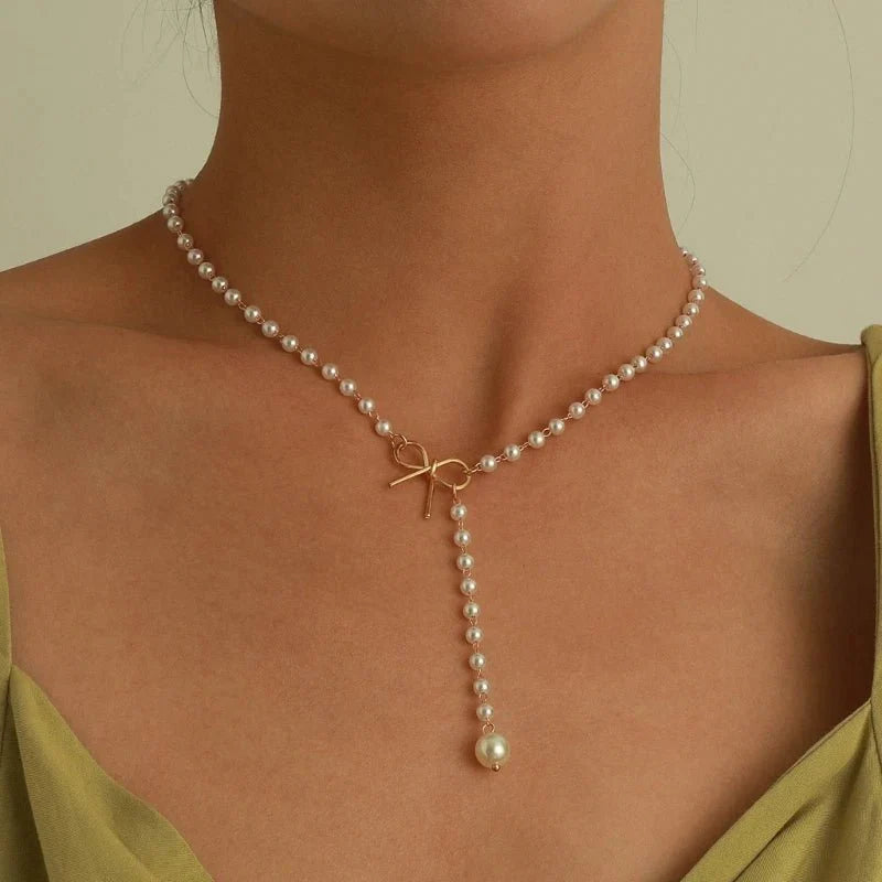 Skanto | Perle Dainty Bow Lariat Halskjede