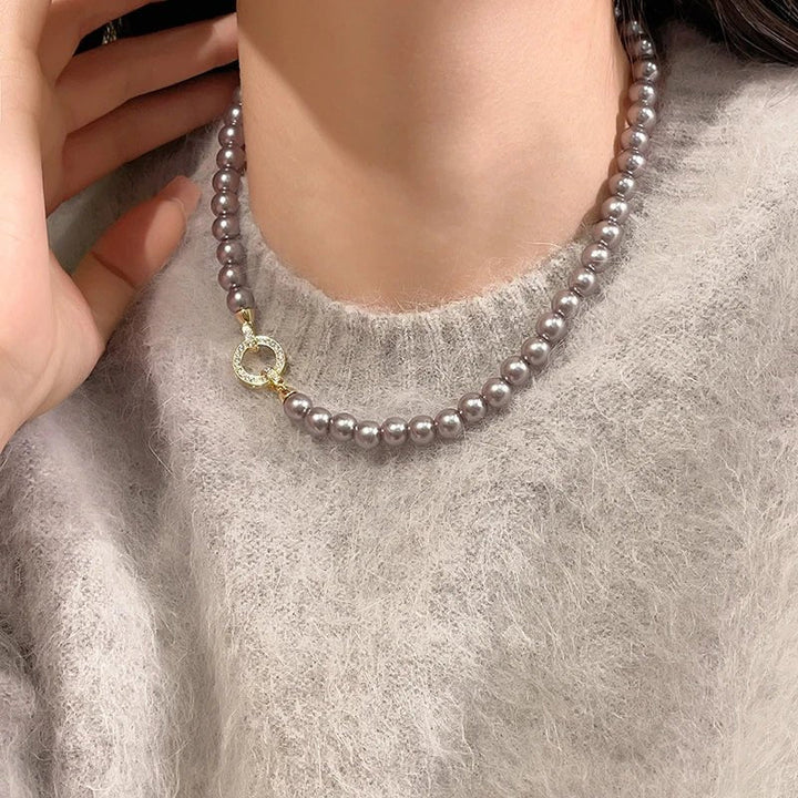 Skanto | Perle Diamant Akent Sirkulær Anheng Armbånd og Halskjede