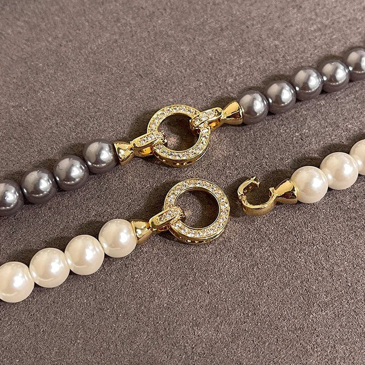 Skanto | Perle Diamant Akent Sirkulær Anheng Armbånd og Halskjede