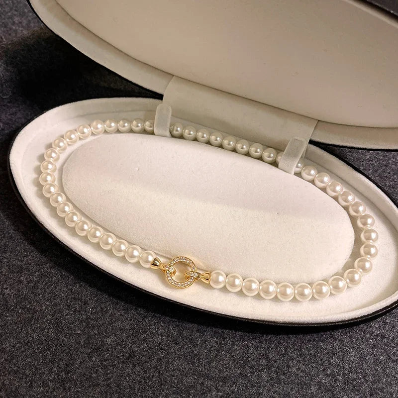 Skanto | Perle Diamant Akent Sirkulær Anheng Armbånd og Halskjede