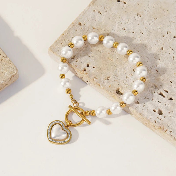 Skanto | Perle Hjerte Klemme Choker Halskjede