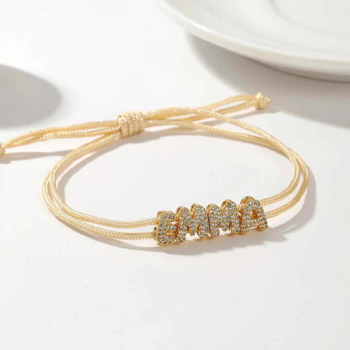 Skanto | Personalisert Boble Diamant Navn Laget Tau Armbånd