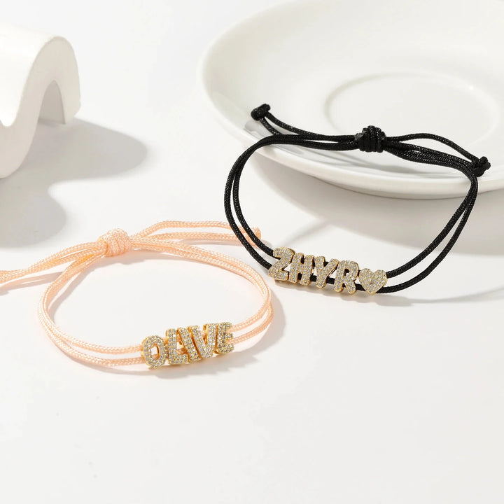 Skanto | Personalisert Boble Diamant Navn Laget Tau Armbånd