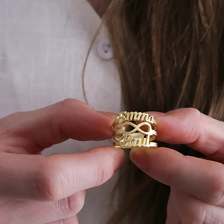 Skanto | Personlig Dobbel Navn Uendelig Ring