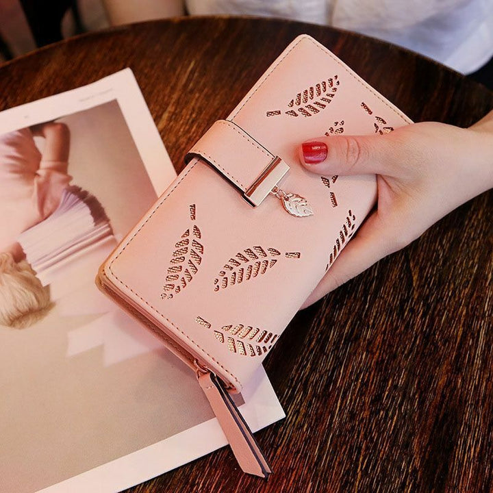 Skanto | GoldenLeaf PU Lær lommebok med blad charm design