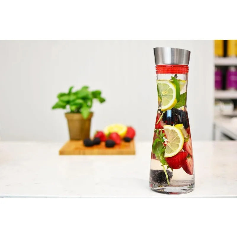 Kanne med lokk Juice Klar glass Drink Infusert glassvannkanne | Skanto