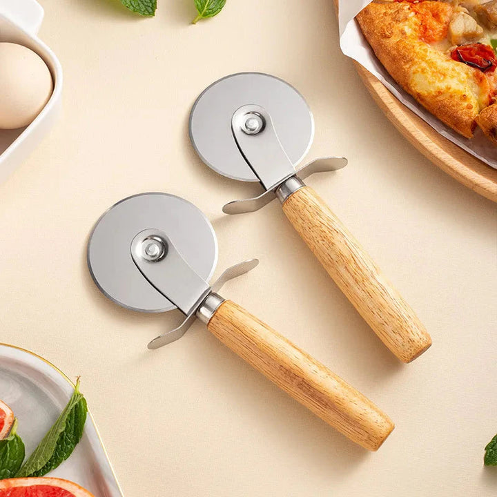 Pizza Cutter Trehåndtak Bakverk Skjærer Skjærehjul Skiver | Skanto