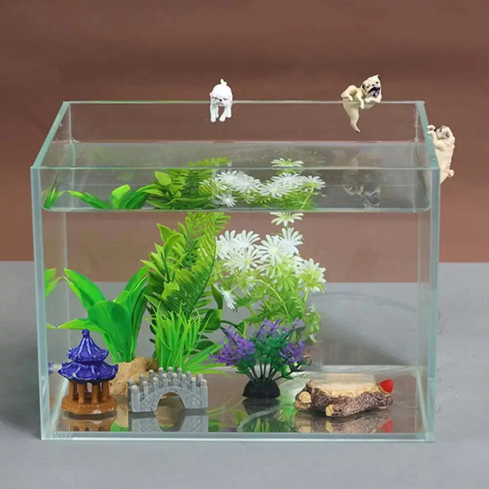 1-3Pcs Mini Tegneserie Hund Ornament Harpiks Figurine DIY Håndverk Statue for Fiskebowl Fisketank Akvarium Tilbehør Hjem Dekorasjon | Skanto