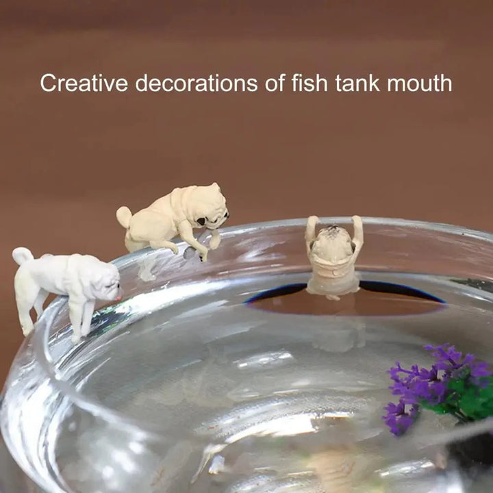 1-3Pcs Mini Tegneserie Hund Ornament Harpiks Figurine DIY Håndverk Statue for Fiskebowl Fisketank Akvarium Tilbehør Hjem Dekorasjon | Skanto